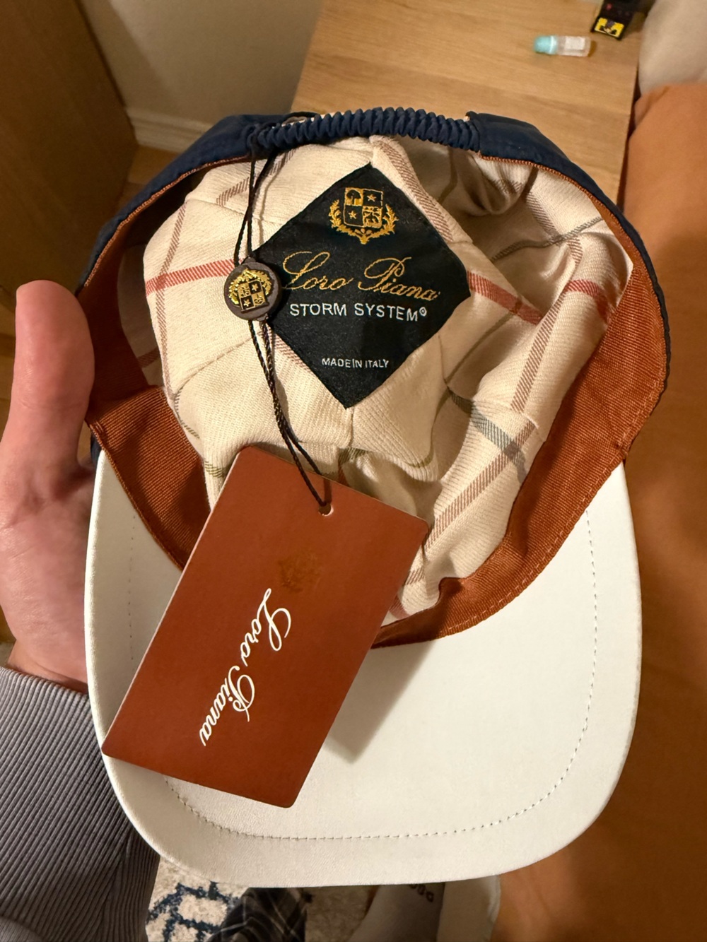 Loro Piana Cap with Navy, White, Brown Accents